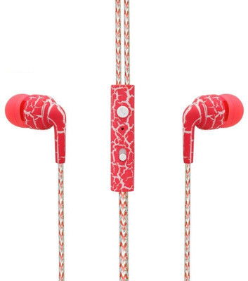 SPN Leapard Print Universal Wired Headset with Mic(Red, In the Ear)