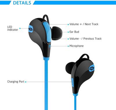 TAGG Jogger-Blue Wireless Bluetooth Headset With Mic