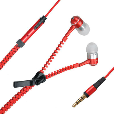 

Reliable Headpone In-Ear Metal Zipper Earphones with Mic 3.5mm Jack Wired Headset with Mic(Red, In the Ear)