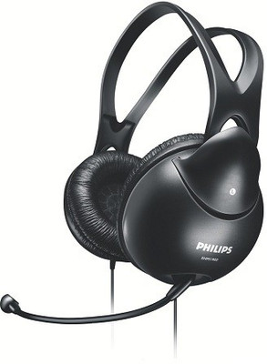 Philips Over the Head Headphone With Mic Wired Headset with Mic(Black, Over the Ear)
