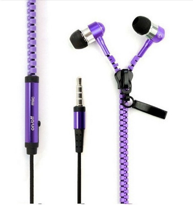 

Uflux Zipper Wired Headset with Mic(Purple, In the Ear)