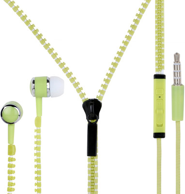 Zipper MRS 149 Wired Headset with Mic(Green, White, In the Ear)