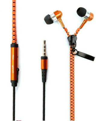 Epresent Zipper Style Earphones Style Earphones Wired Headphones (Orange, In the Ear) 
