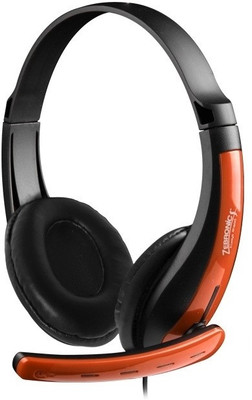Zebronics ZEB-COLT Wired Headset with Mic(Orange, Over the Ear)
