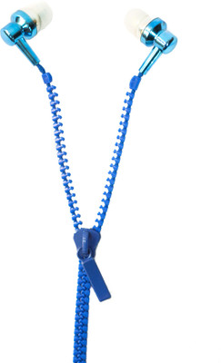 

Lets Play 2 in 1 Universal Zipper Earphones Wired Headset with Mic(Blue, In the Ear)
