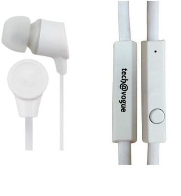 

Tech@Vogue TVERMW-01 White Wired Headset with Mic(White, In the Ear)