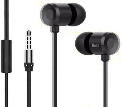 Bell Extreme durable Metal Subwoofer series Universal 3.5mm Headphone with MIC Wired Headset (Black) 