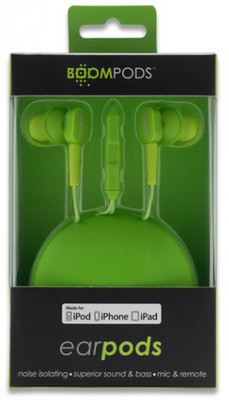 Boompods Earpod-VC-GRN Wired Headset with Mic(Green, In the Ear)