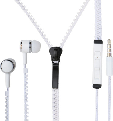 Zipper MRS 199 Wired Headset with Mic(White, In the Ear)