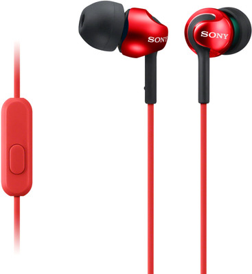 Sony MDREX110APRQE Wired Headset with Mic(Red, In the Ear)