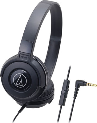 Audio Technica ATH-S100iS BK Wired Headset with Mic(Black, On the Ear)