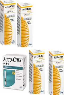 

Accu-Chek Active 100 Strips & 4 Packs of 25 Lancets Glucometer Health Care Appliance Combo