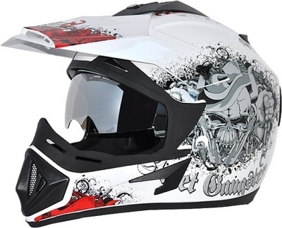 VEGA Off Road D/V Gangster Motorsports Helmet(White Red)