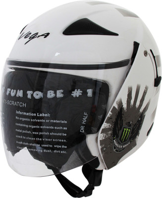 

Vega Eclipse Monster Army Motorsports Helmet(White, Silver), Silver;white