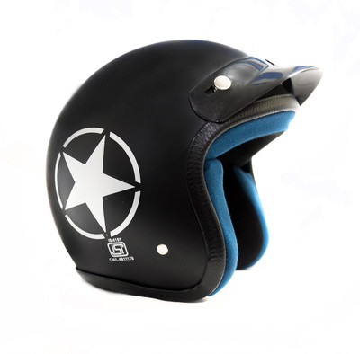 

Autofy O2 Black and White Star Motorbike Helmet(Black