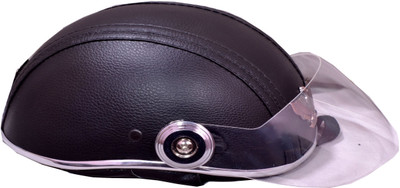 

O2 Leather Mini Cap Motorbike Helmet(Black)