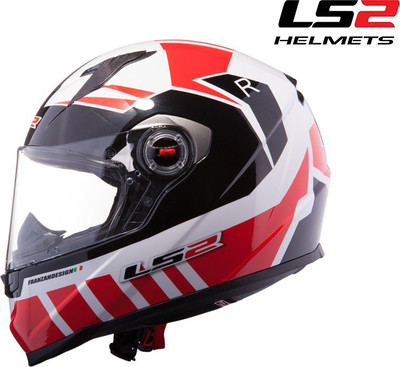 

LS2 FF322 Voltage Motorbike Helmet(White, Red), Red;white