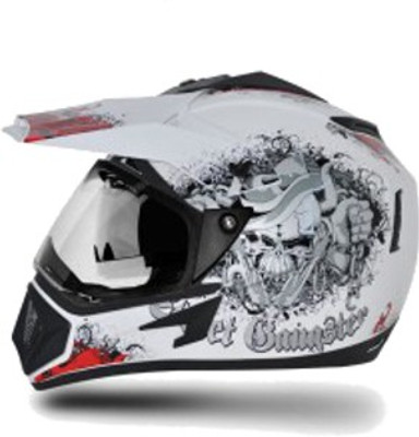 

VEGA Off Road Gangster Motorbike Helmet(White, Red, Red;white