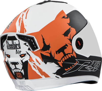 

Steelbird AIR SBA-1 Beast Motorbike Helmet(SBA-1 Beast Glossy White & Orange With Plain Visor Medium-580MM