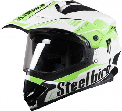 

Steelbird 42 Airborne Motorbike Helmet(Mat White and Green