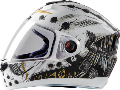 

Steelbird AIR SBA-1 Dunkin Motorbike Helmet(SBA-1 Dunkin Glossy White & Gold With plain Visor Large-600MM