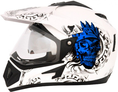 

Vega Off Road Ranger Motorsports Helmet(White, Blue), Blue;white