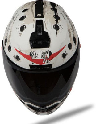 

Steelbird AIR SBA-1 Dunkin Motorbike Helmet(SBA-1 Dunkin Glossy White & Red With Smoke Visor Medium-580MM