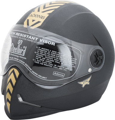Steelbird Dashing Adonis with Golden Sticker Motorbike Helmet(Black) available at flipkart for Rs.800