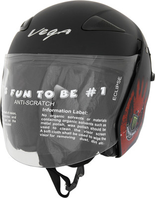 

Vega Eclipse Monster Army Motorsports Helmet(Red, Dull Black), Dull black;red