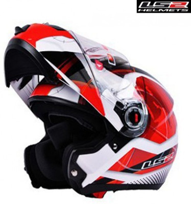 

LS2 FF386 Universal Geo Motorbike Helmet(White, Red), Red;white