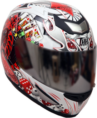 

THH Poker Motorbike Helmet(White, Red, Red;white