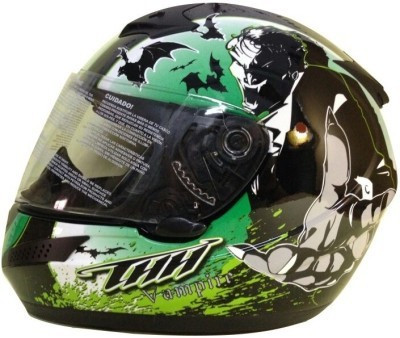 

THH Green Riots Motorbike Helmet(Green, Black), Black;green