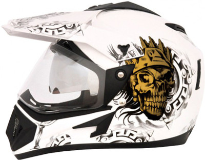 

Vega Off Road Ranger Motorsports Helmet(White, Golden), Golden;white