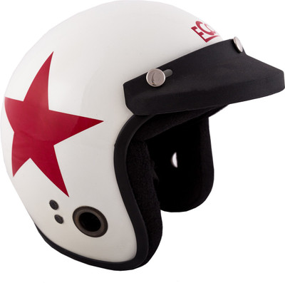 Autofy Habsolite White and Red Star Motorbike Helmet(White