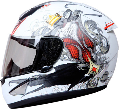 

THH White Red Prince Motorbike Helmet(White, Red, Red;white