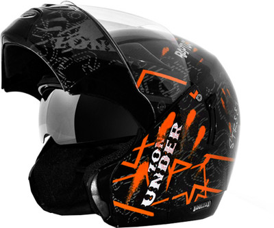 

Vega Boolean Street Motorsports Helmet(Orange, Black), Black;orange