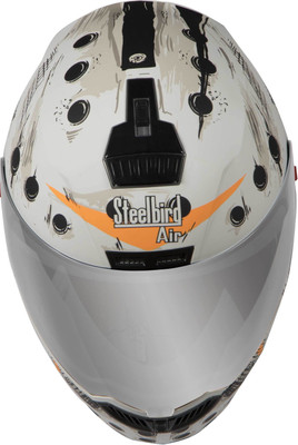 

Steelbird AIR SBA-1 Dunkin Motorbike Helmet(SBA-1 Dunkin Glossy White & Orange With Plain Visor Medium-580MM