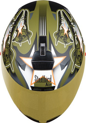 

Steelbird AIR Hovering Men's Bargy Design Motorbike Helmet(Glossy Battle Green}}}yellow