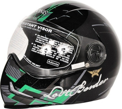 

Steelbird Adonis Graphics Lost Border Full Face Clear Visor Motorbike Helmet(Black, Green)