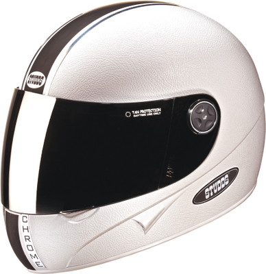 

Studds Chrome with Mirror Visor Motorsports Helmet(White Plain)