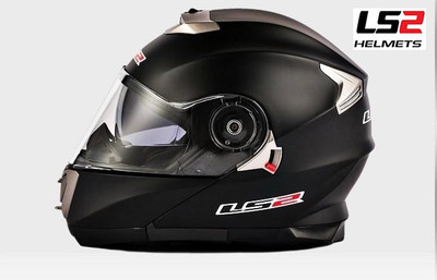 LS2 Ff318 Flipup Matte Motorbike Helmet(Black)