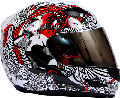 

THH White Red Lady Motorbike Helmet(White, Red, Red;white