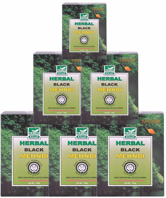 

Khadi Mauri Herbal Black Henna - Pack of 6 - Natural Kali Mehndi(100 g)