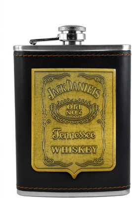 

BARWORLD Plain Stainless Steel & Leather Hip Flask(236 ml)