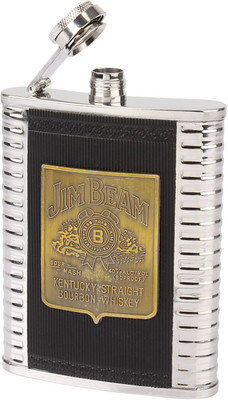 

AND Retails New Jim Beam Embossed Design 8 oz (230 ml) Alcoholic Beverage Holder Stainless Steel Hip Flask(230 ml)