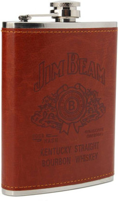 

Jim Beam Red Leather Cover Steel Hip Flask(236 ml)