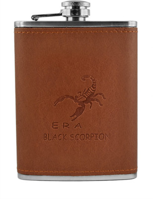 

BARWORLD Plain Stainless Steel & Leather Hip Flask(236 ml)