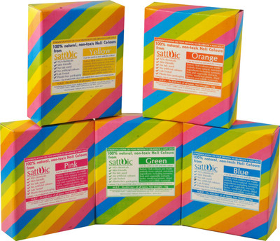 

Sattvic Holi Color Powder Pack of 5(Pink, Orange, Blue, Green, Yellow, 5000 g)