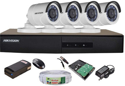 

Hik Vision Full Combo, HDTVI DS-2CE1ACOT-IRPF Bullet Camera 4Pcs + Active Cable + 1TB HDD + HDTVI DVR 4 Channel Home Security Camera(6 TB)