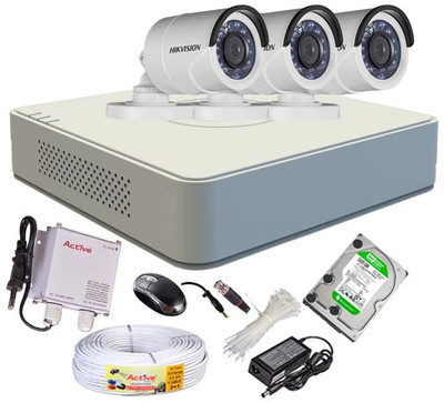 

Hik Vision HD Full Combo, DS-2CE16C2T-IR Bullet Camera 3Pcs + Active Copper Cable + HD Mini DVR 4 Channel Home Security Camera(1 TB)